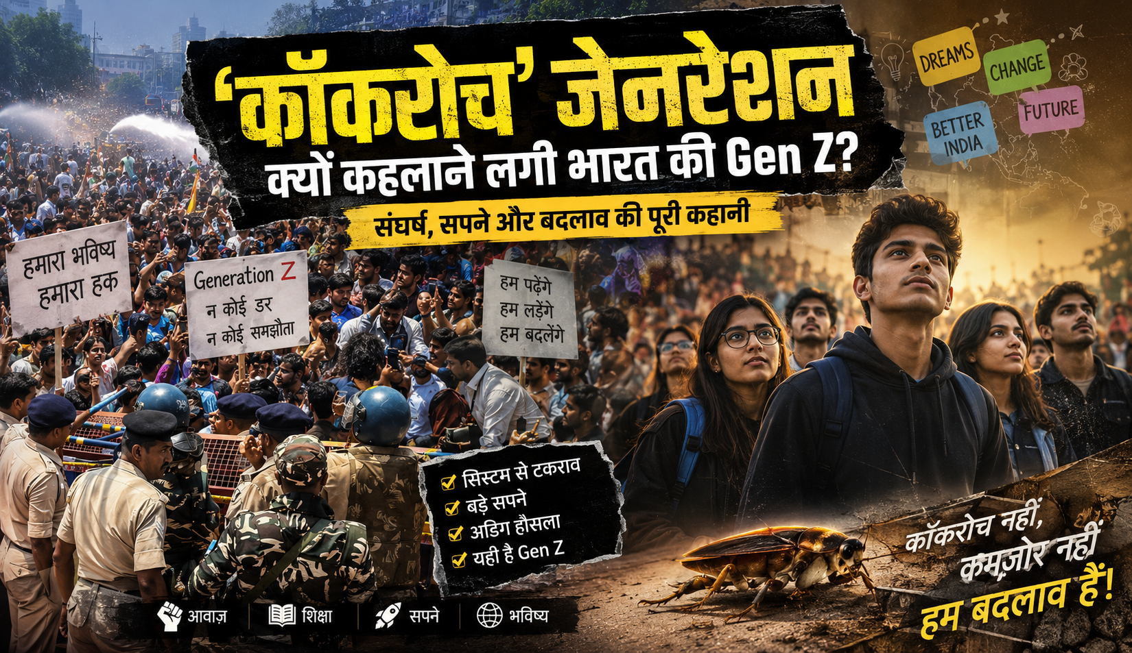 ‘कॉकरोच’ जेनरेशन क्यों कहलाने लगी भारत की Gen Z? संघर्ष, सपने और बदलाव की पूरी कहानी