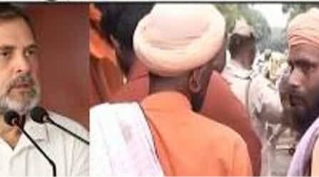 राहुल गांधी के आवास के बाहर साधु-संतों का प्रदर्शन, पुलिस ने कई प्रदर्शनकारियों को हिरासत में लिया