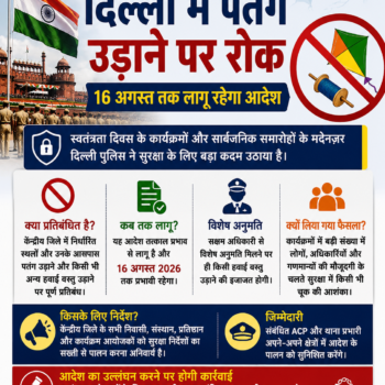 Independence Day 2026: दिल्ली में पतंग उड़ाने पर रोक, 16 अगस्त तक लागू रहेगा आदेश